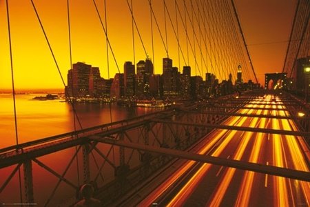 Plagát - New York brooklyn bridge yellow
