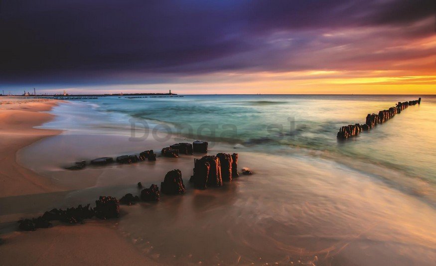 Fototapeta: Farebný západ slnka na pláži - 254x368 cm