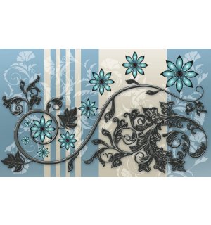 Fototapeta: Kvetinové ornamenty (modré) - 254x368 cm
