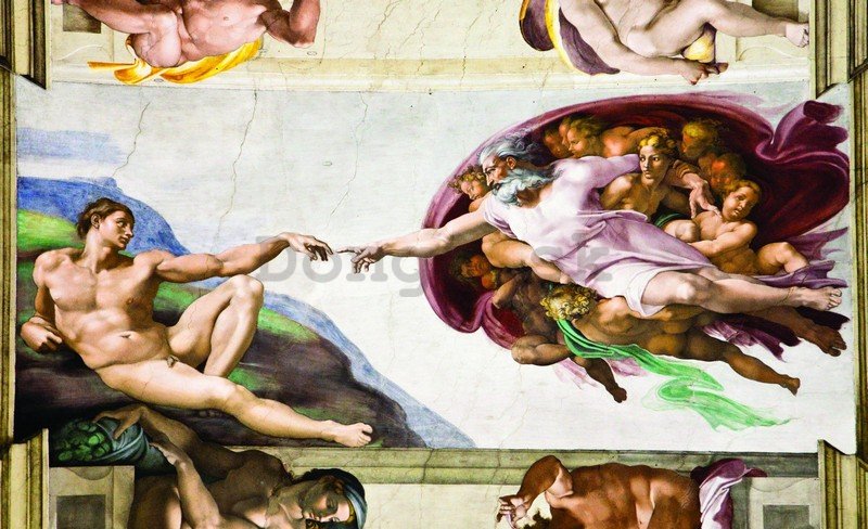 Fototapeta: Stvorenie Adama (Michelangelo Buonarotti) - 254x368 cm