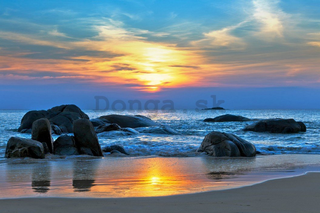 Fototapeta: Východ slnka na pláži - 254x368 cm
