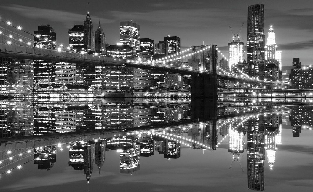 Fototapeta: Čiernobiely Brooklyn Bridge (3) - 254x368 cm