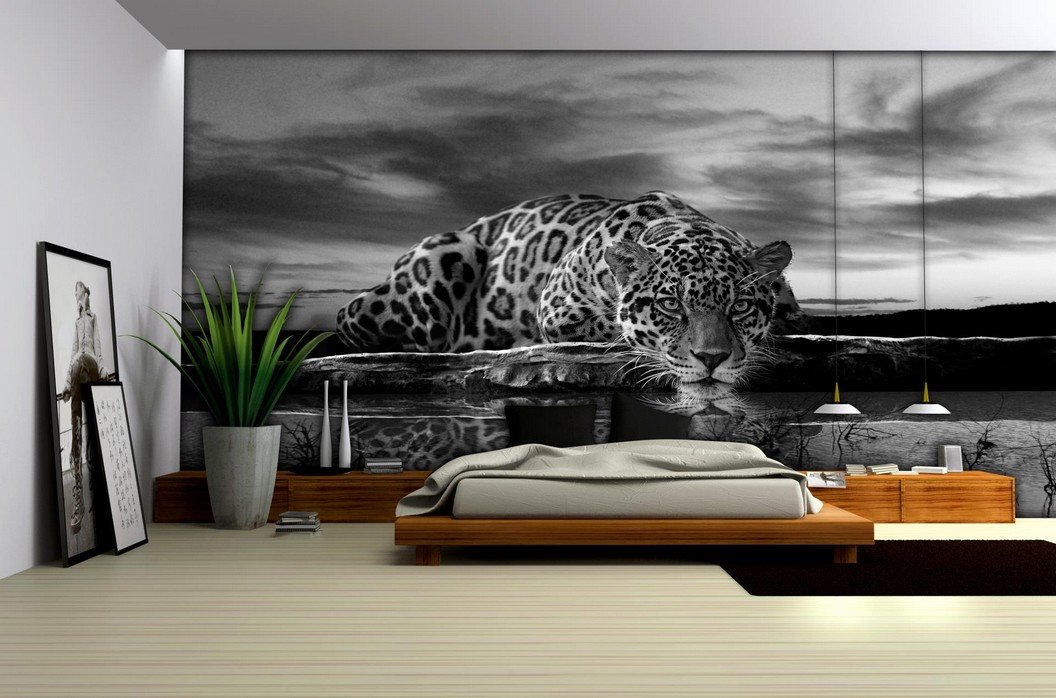 Fototapeta: Jaguar (čiernobiely) - 254x368 cm