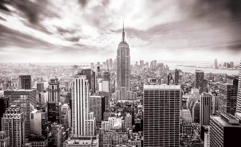 Fototapeta: Pohľad na New York (čiernobiela) - 254x368 cm
