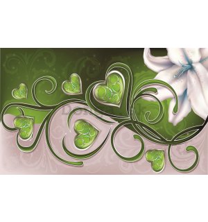 Fototapeta: Srdiečka a lilie (zelené) - 254x368 cm