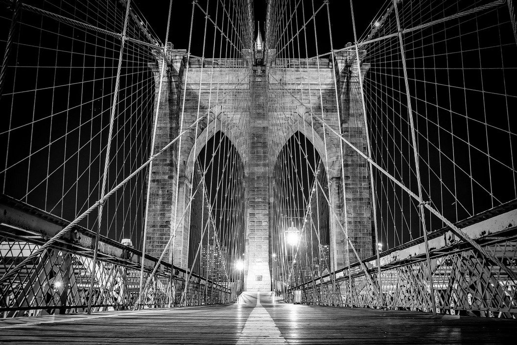 Fototapeta: Brooklyn Bridge (čiernobiely detail) - 254x368 cm
