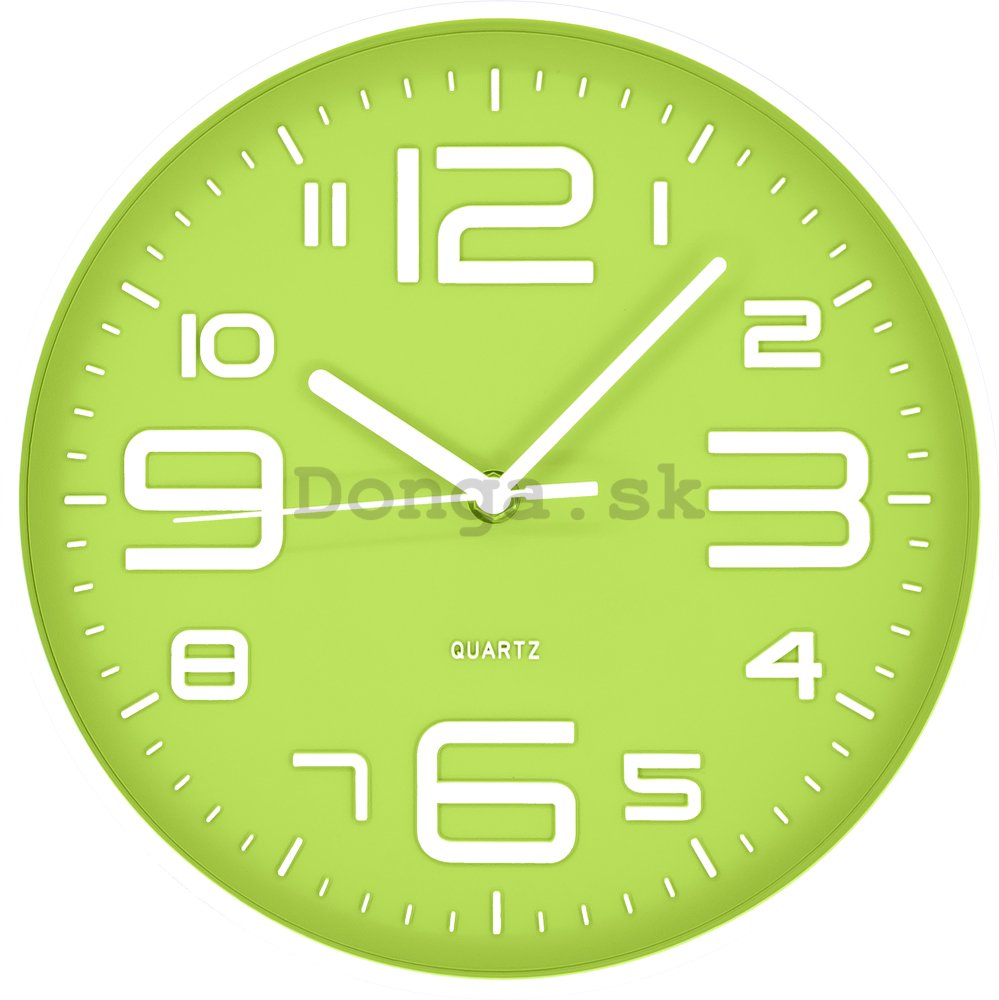 Nástenné hodiny: Zeleno-biele - 25 cm