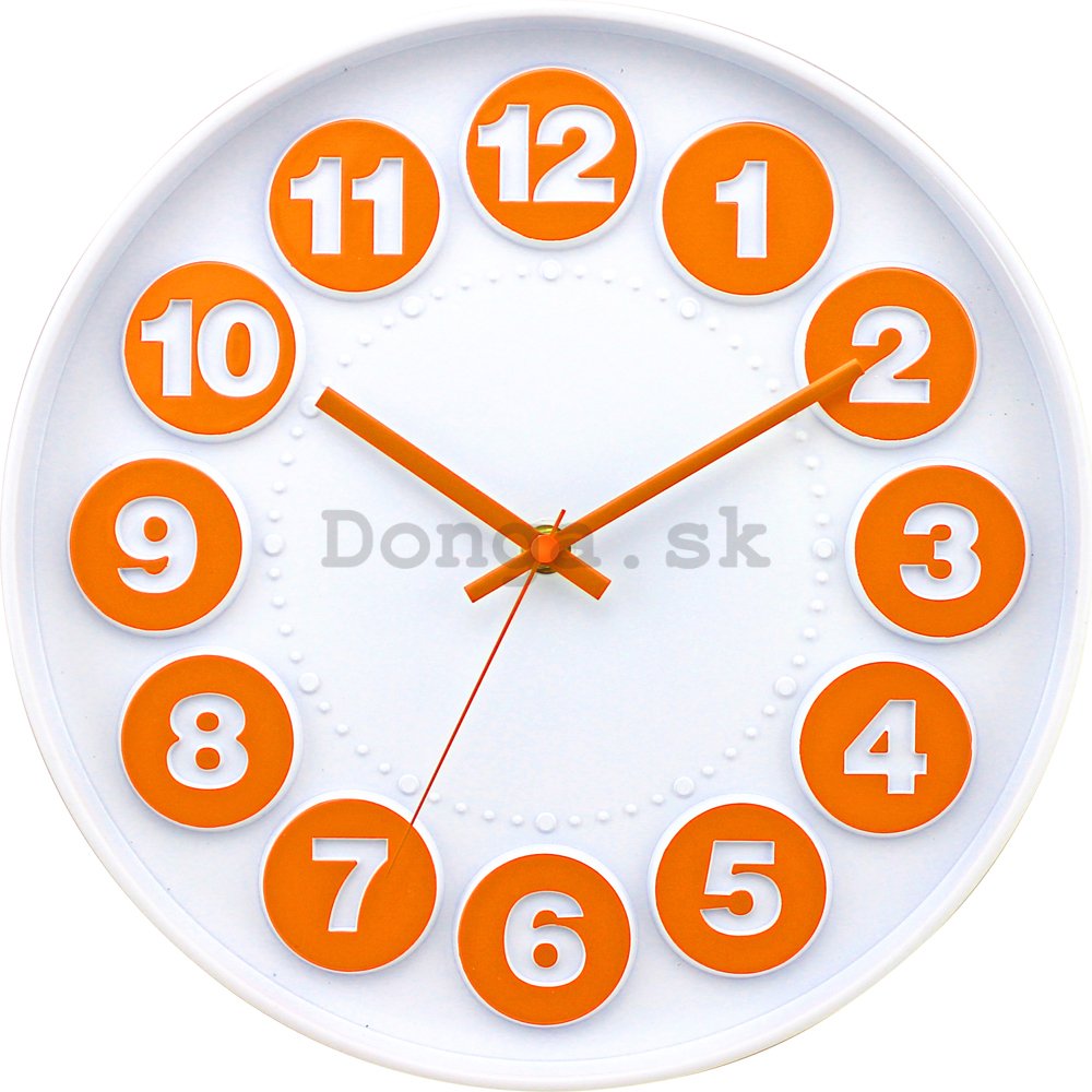 Nástenné hodiny: Číselné kruhy (bielo-oranžová) - 30 cm