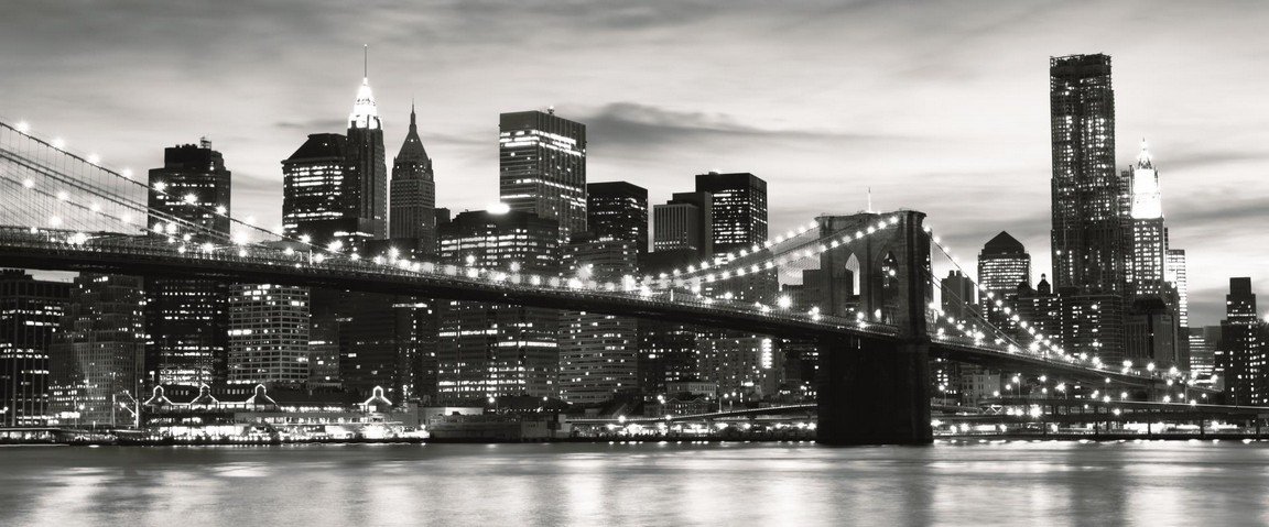 Fototapeta: Brooklyn Bridge (čiernobiely) - 104x250 cm