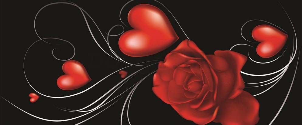 Fototapeta: Ruže a srdce - 104x250 cm