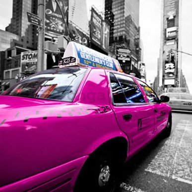 Obraz na skle - Fialové taxi