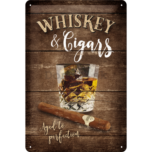 Plechová ceduľa - Whiskey & Cigars