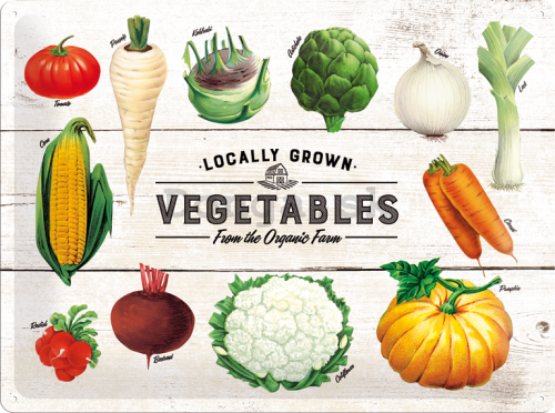 Plechová ceduľa - Locally Grown Vegetables