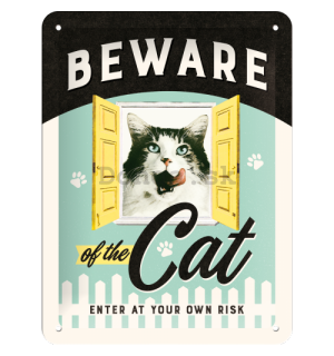 Plechová ceduľa - Beware of the Cat