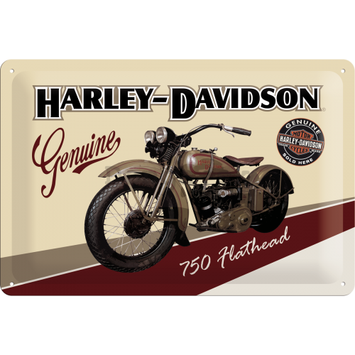 Plechová ceduľa: Harley-Davidson Genuine (750 Flathead) - 20x30 cm