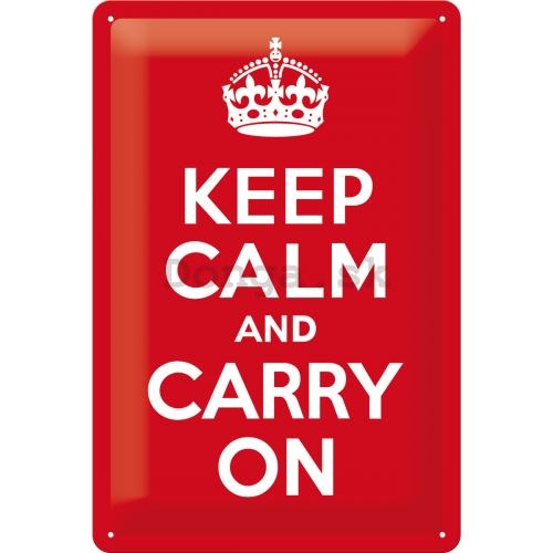 Plechová ceduľa: Keep Calm and Carry On - 30x20 cm