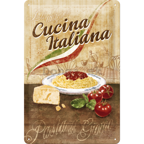 Plechová ceduľa - Cucina Italiana - 30x20 cm