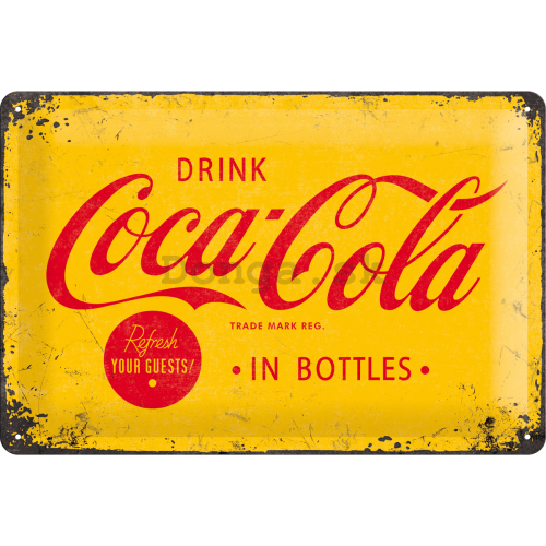 Plechová ceduľa - Coca-Cola (Žlté logo)