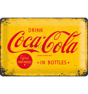 Plechová ceduľa - Coca-Cola (Žlté logo)