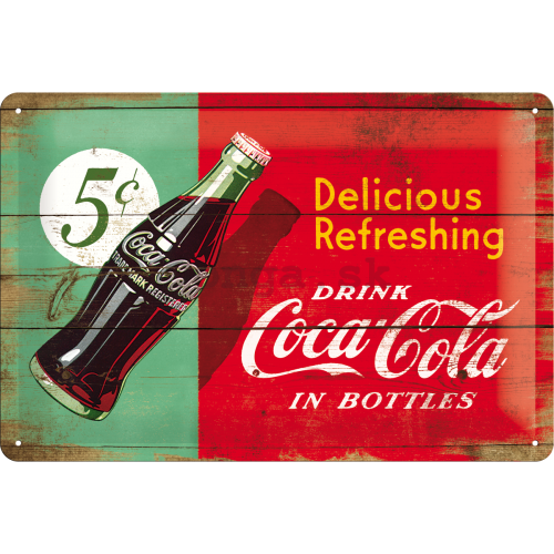 Plechová ceduľa: Coca-Cola (Dvojfarebná) - 20x30 cm