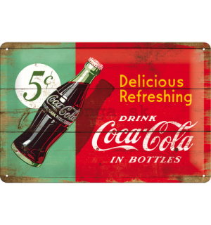 Plechová ceduľa: Coca-Cola (Dvojfarebná) - 20x30 cm