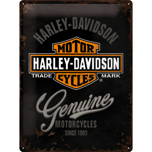 Plechová ceduľa: Harley-Davidson Genuine - 40x30 cm
