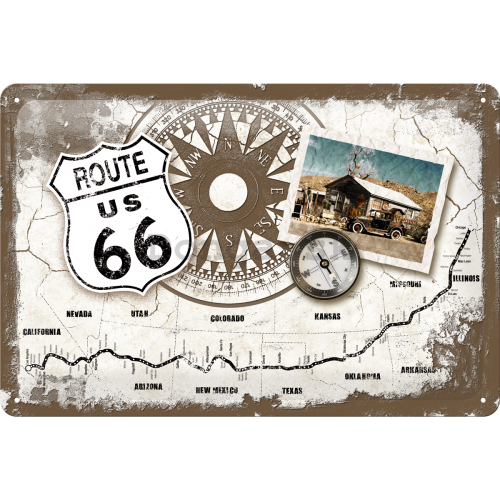 Plechová ceduľa – Vintage ceduľa Route 66