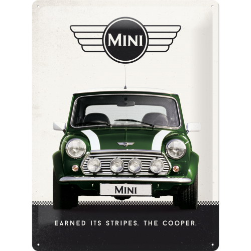 Plechová ceduľa – Mini Cooper (Zelený)