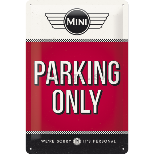Plechová ceduľa – Mini Cooper Parking Only