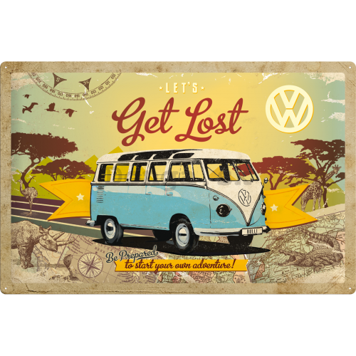 Plechová ceduľa - VW Let's Get Lost
