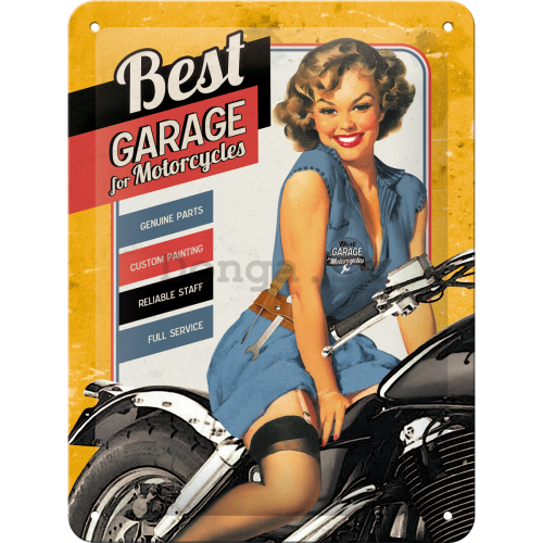 Plechová ceduľa - Best Garage (Yellow)