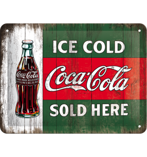 Plechová ceduľa: Coca-Cola (Sold Here) - 15x20 cm