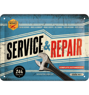 Plechová ceduľa: Service & Repair - 15x20 cm