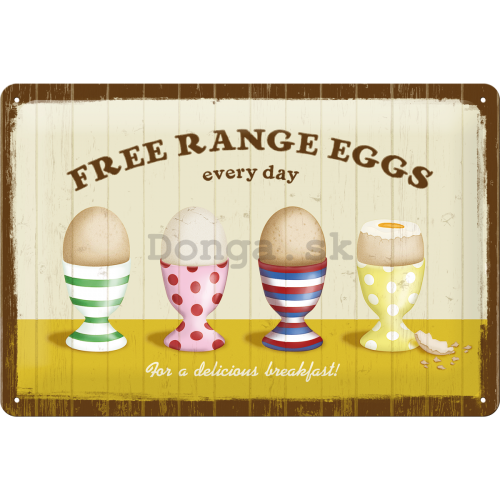 Plechová ceduľa – Free Range Eggs