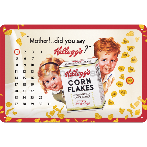 Plechová ceduľa - Kellogg 's Corn Flakes (Kalendár)