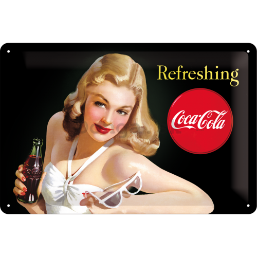 Plechová ceduľa - Refreshing Coca-Cola
