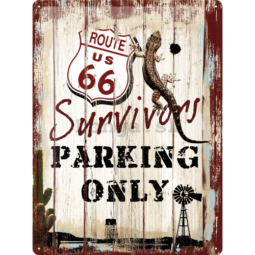 Plechová ceduľa – Route 66 Parking Only