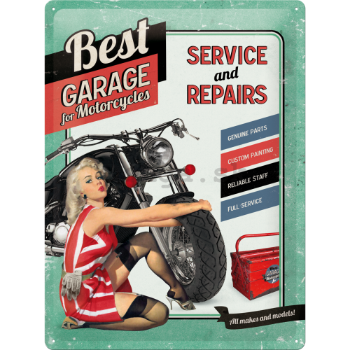 Plechová ceduľa - Best Garage Green