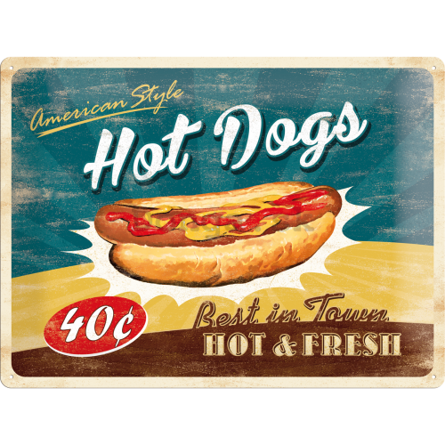Plechová ceduľa - Hot Dog