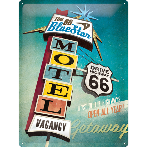 Plechová ceduľa - Route 66 (Bluestar Motel)