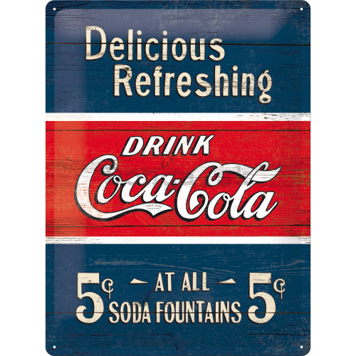 Plechová ceduľa - Coca-Cola (Delicious Refreshing)