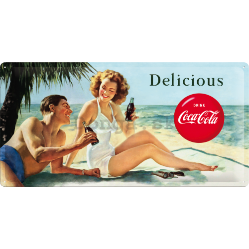 Plechová ceduľa - Coca-Cola (Pláž)