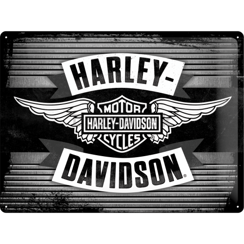 Plechová ceduľa - Harley-Davidson (Čiernobiele logo)