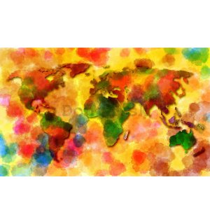 Fototapeta: Pestrofarebná mapa sveta - 254x368 cm