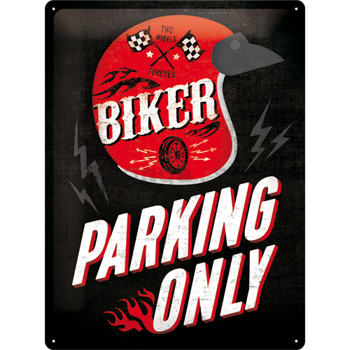 Plechová ceduľa - Biker Parking Only