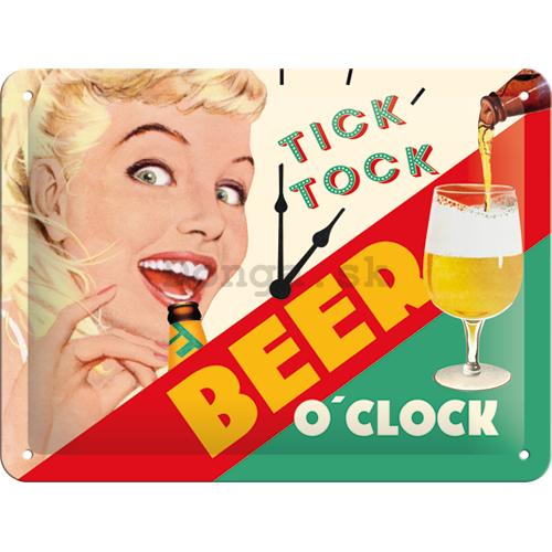 Plechová ceduľa - Beer O'Clock