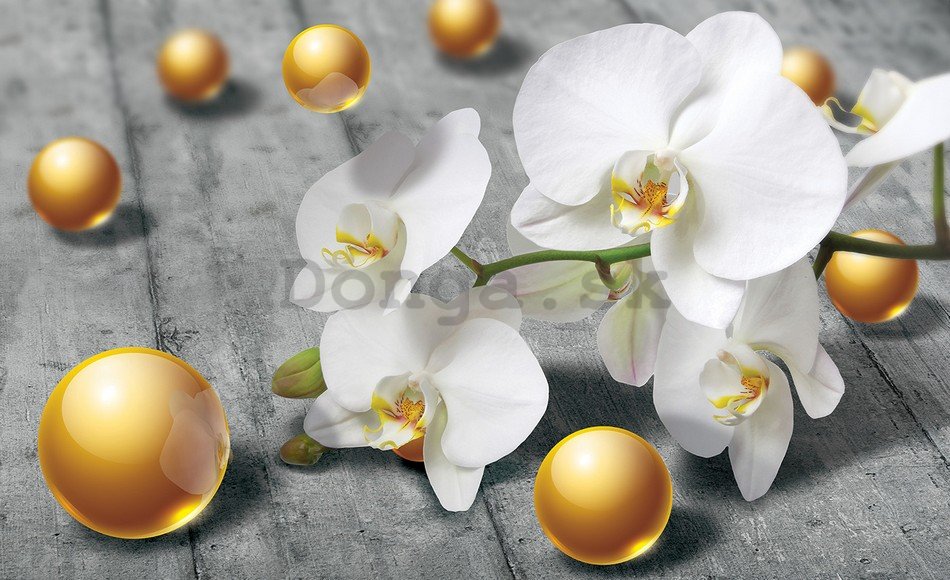 Fototapeta: Orchidea a žlté guličky - 184x254 cm