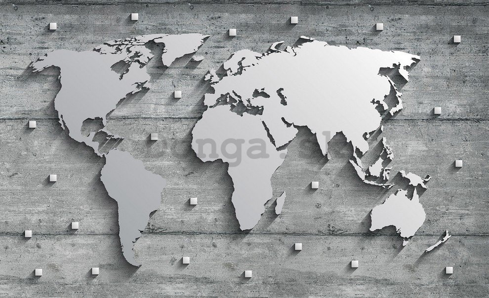 Fototapeta: Kovová mapa sveta - 184x254 cm