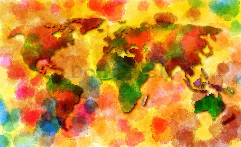 Fototapeta: Pestrofarebná mapa sveta - 184x254 cm