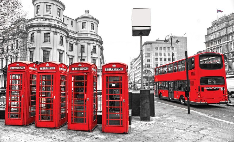 Fototapeta: Londýn (telefónne búdky) - 184x254 cm